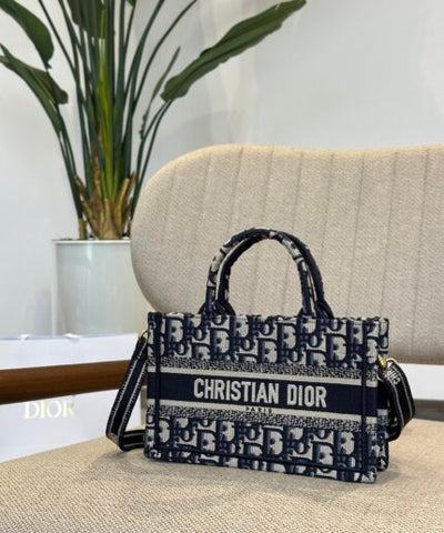 Christian Dior Handbag with Sling Navy Blue